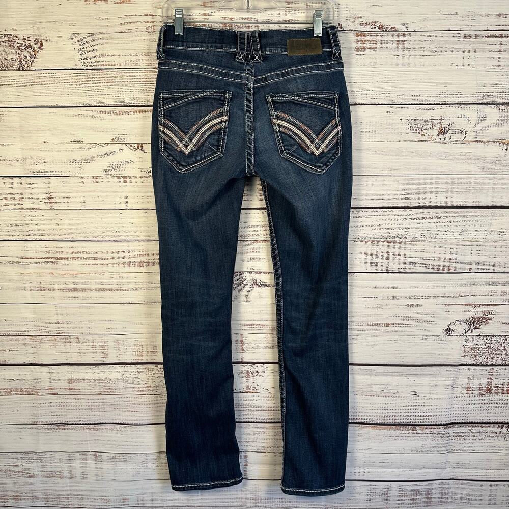 Buckle Black Fit 3 Straight Dark Wash Blue Denim Jeans Embroidered Mens Sz 29x32